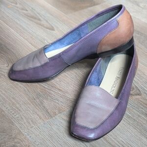 Vintage Enzo Angiolini Liberty Leather Loafers - Purple, Light Purple, Brown